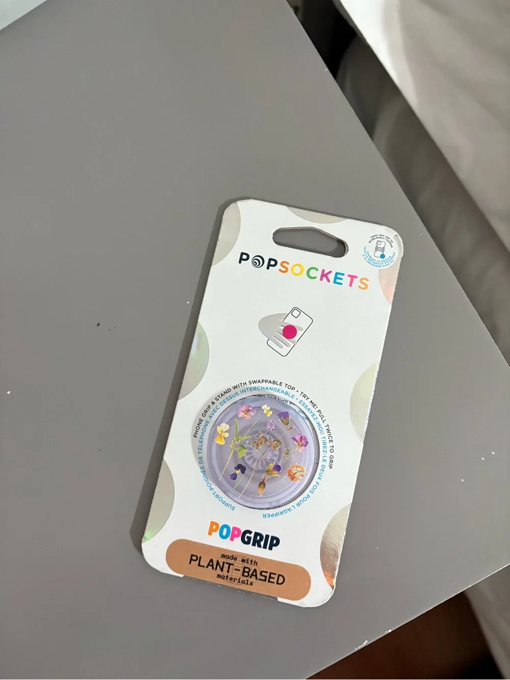 PopSockets PopGrip Clear Floral Phone Grip with Multicolor Flowers